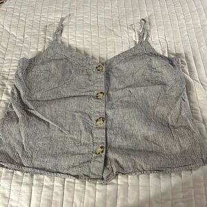 Abercrombie & Fitch Pinstripe Linen Button Tank